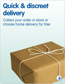 Quick & discreet delivery: Collect your order in store or choose home delivery for free